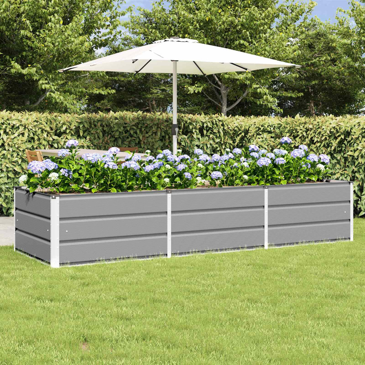 Vidaxl plantenbak lichtgrijs 240 x 80 x 45 cm staal