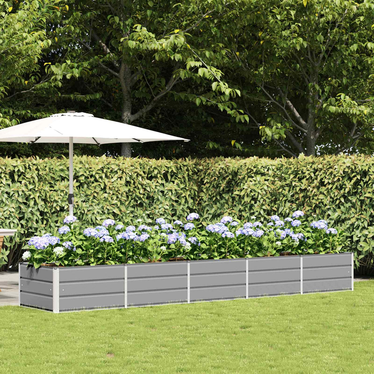 Vidaxl plantenbak lichtgrijs 400 x 80 x 45 cm staal
