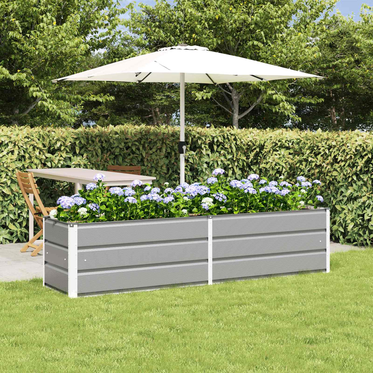 Vidaxl plantenbak lichtgrijs 195 x 50 x 45 cm gegalvaniseerd staal