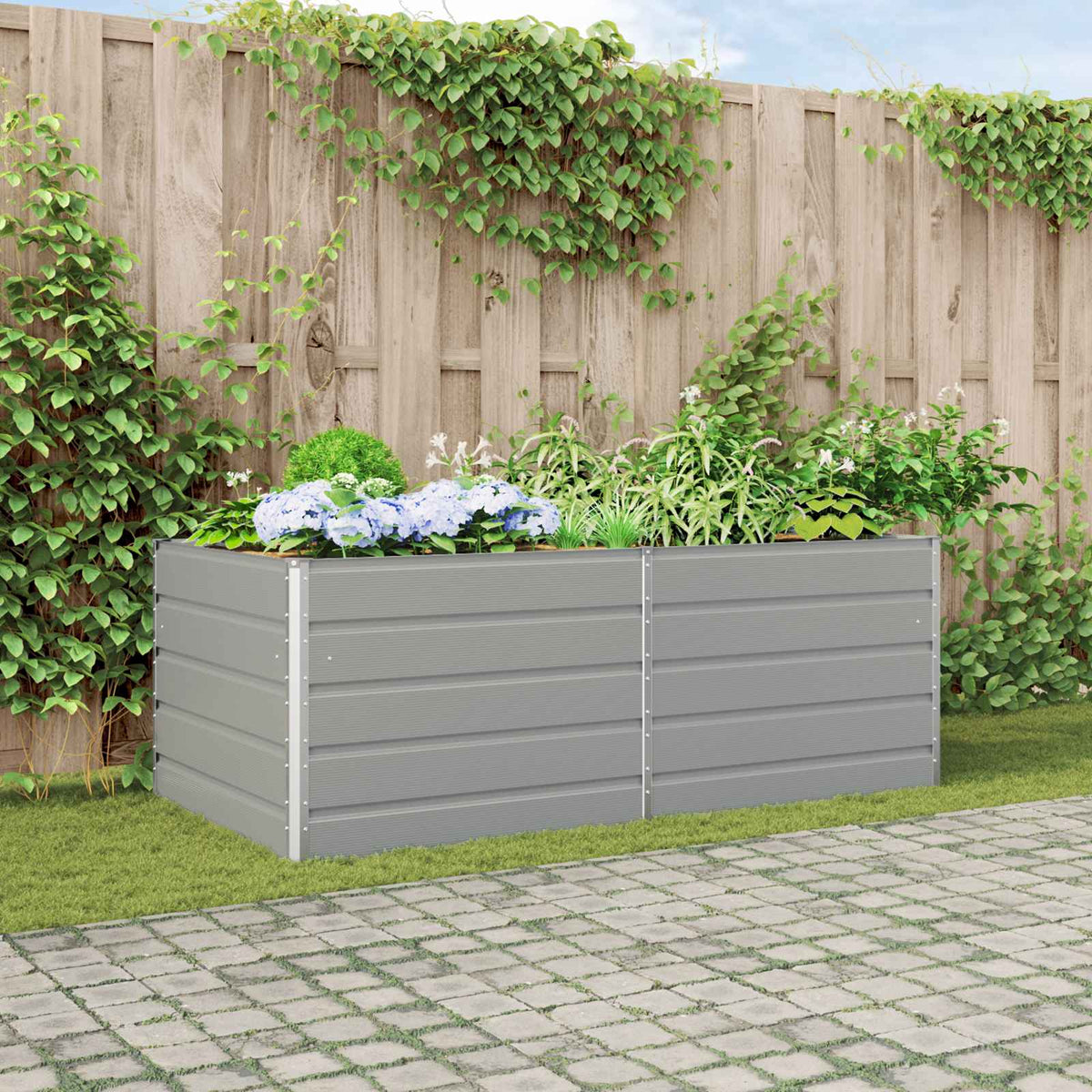 Vidaxl plantenbak lichtgrijs 195 x 100 x 75 cm gegalvaniseerd staal