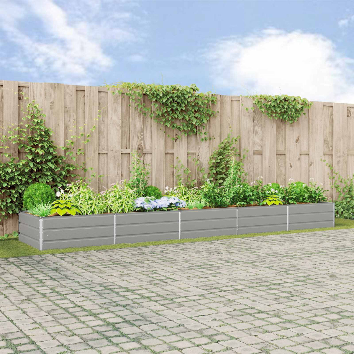 Vidaxl plantenbak lichtgrijs 480 x 100 x 45 cm gegalvaniseerd staal