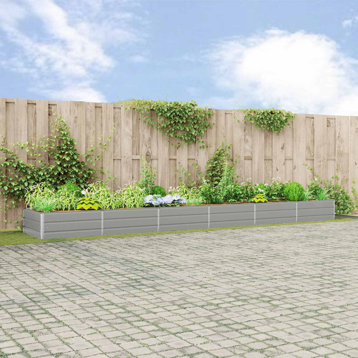 Vidaxl plantenbak lichtgrijs 580 x 100 x 45 cm gegalvaniseerd staal