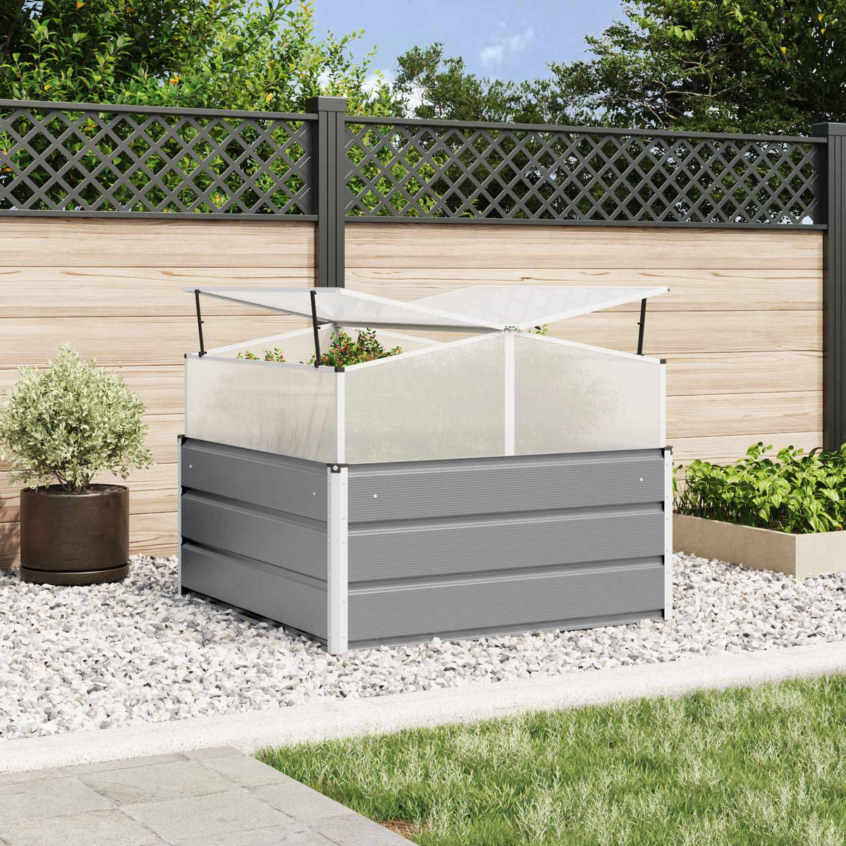 Vidaxl plantenbak lichtgrijs 100 x 100 x 77 cm gegalvaniseerd staal