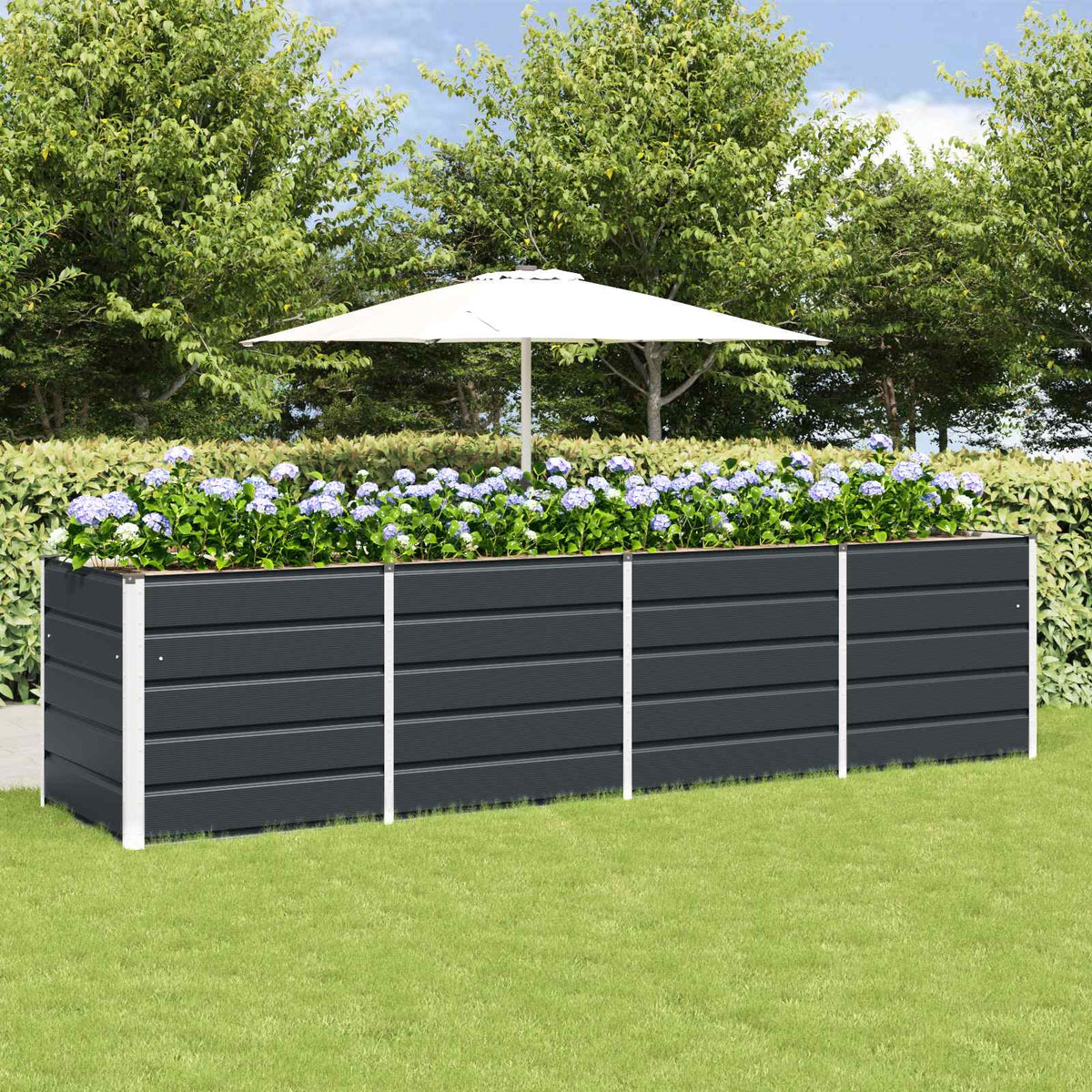 Vidaxl plantenbak antraciet 320 x 80 x 75 cm staal