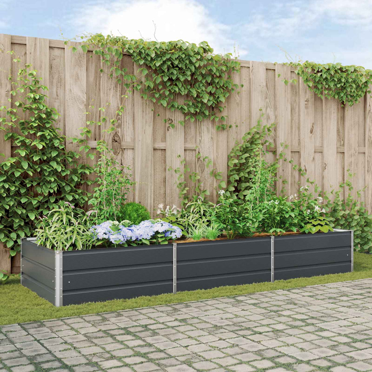 Vidaxl plantenbak antraciet 195 x 100 x 45 cm gegalvaniseerd staal