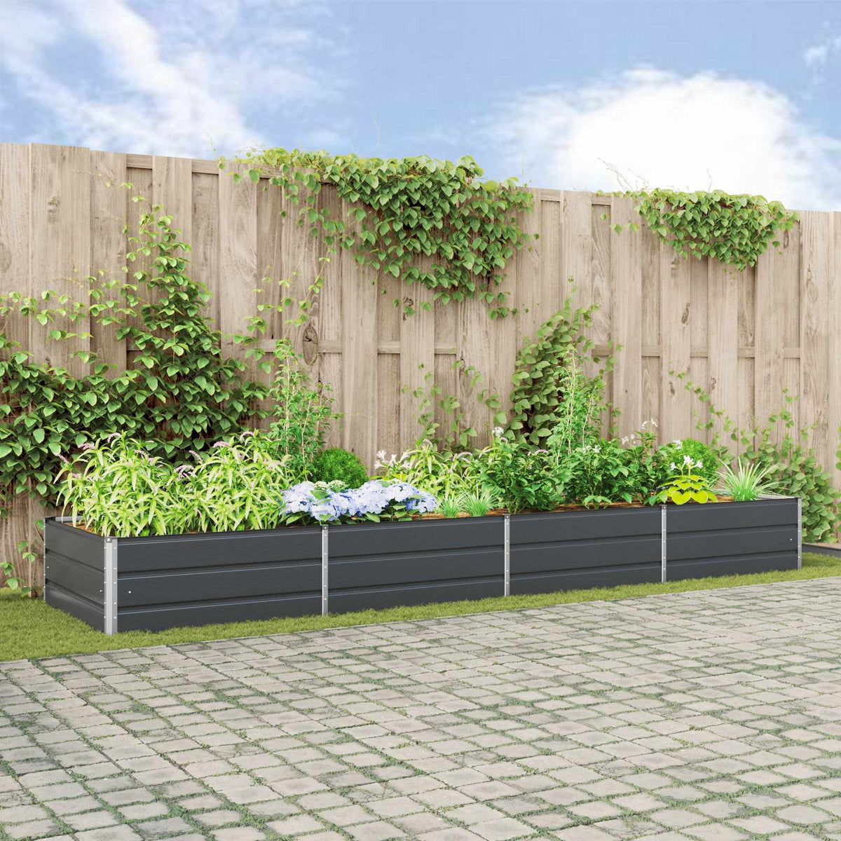 Vidaxl plantenbak antraciet 385 x 100 x 45 cm gegalvaniseerd staal