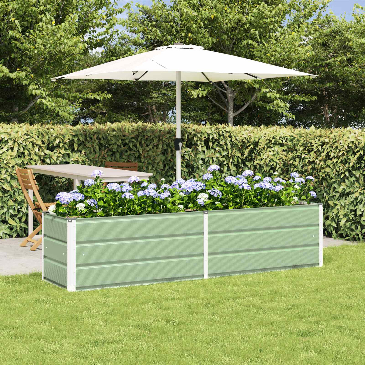 Vidaxl plantenbak pastelgroen 195 x 50 x 45 cm gegalvaniseerd staal