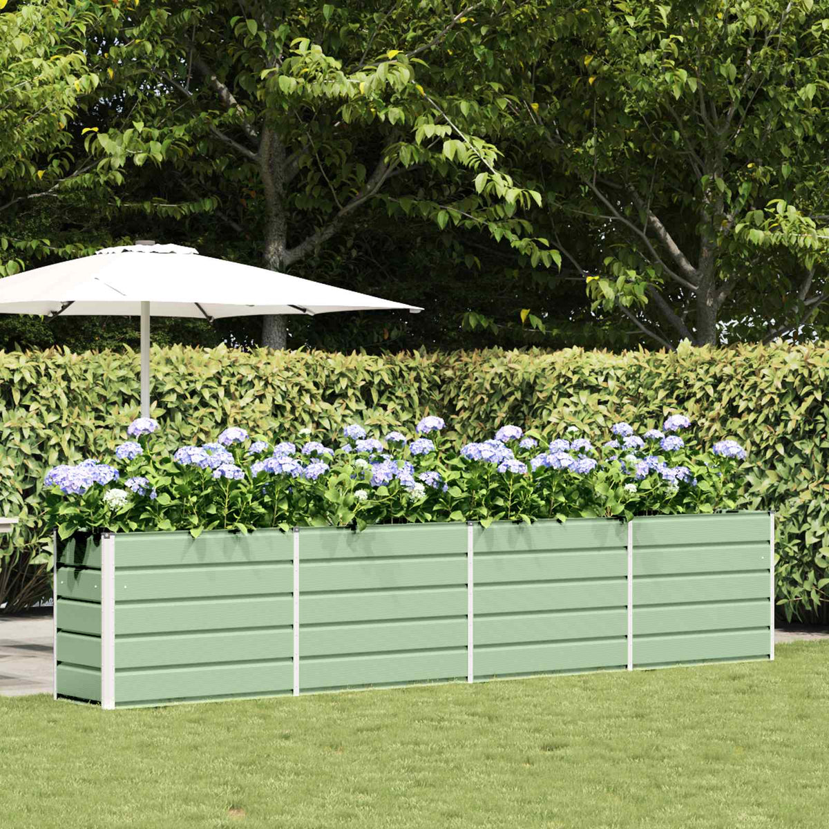 Vidaxl plantenbak pastelgroen 385 x 50 x 77 cm gegalvaniseerd staal