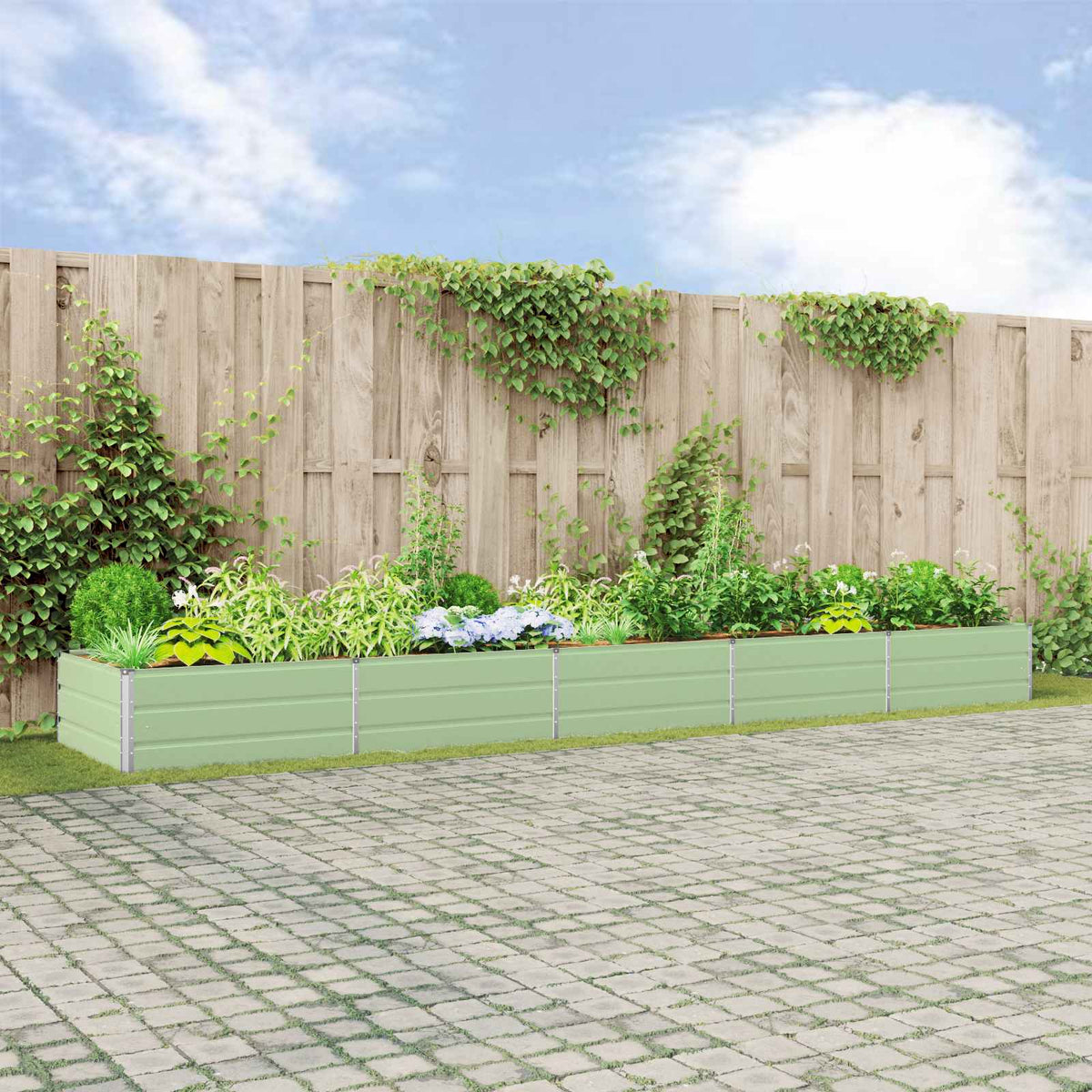 Vidaxl plantenbak pastelgroen 480 x 100 x 45 cm gegalvaniseerd staal