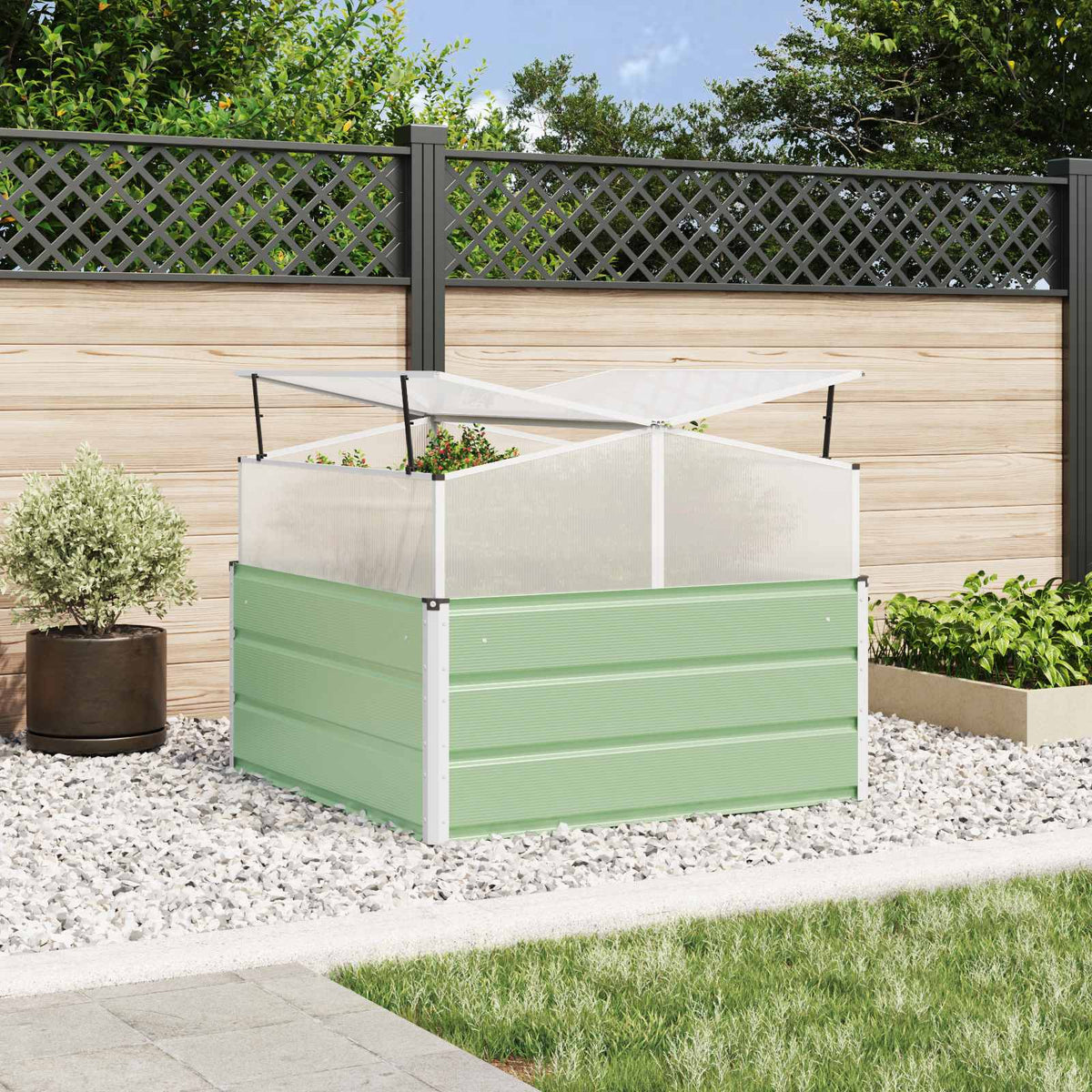 Vidaxl plantenbak pastelgroen 100 x 100 x 77 cm gegalvaniseerd staal