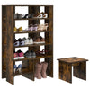 Vidaxl schoenenkast met plank 2 pcs gerookt eiken bewerkt hout