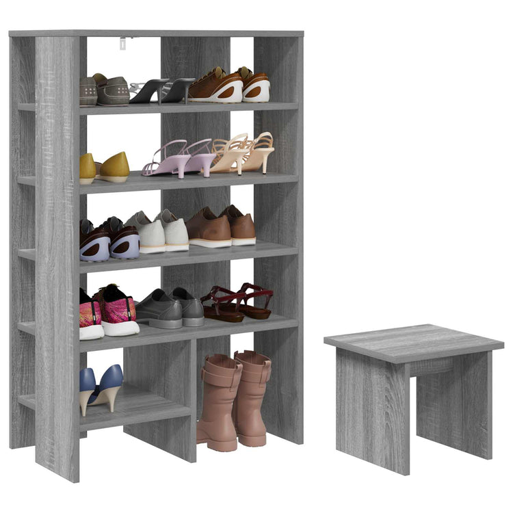 Vidaxl schoenenkast 2 st 62 x 35 x 100 cm bewerkt hout grijs sonoma