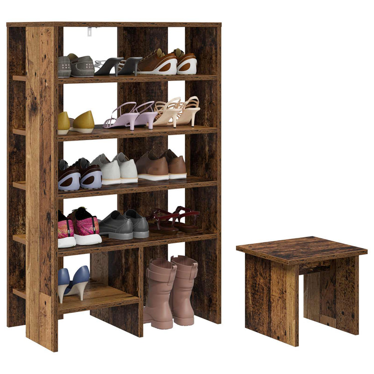 Vidaxl schoenenkast 2 st 62 x 35 x 100 cm bewerkt hout oud hout