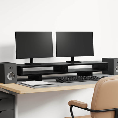 Vidaxl monitor stand zwart 100 x 27 x 15 cm bewerkt hout