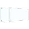 Vidaxl keuken spatscherm 2 pcs doorzichtig 90 x 50 cm gehard glas