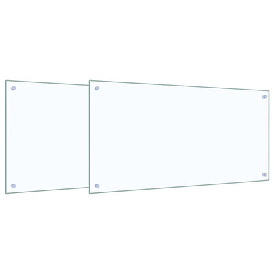 Vidaxl keuken spatscherm 2 pcs doorzichtig 100 x 50 cm gehard glas