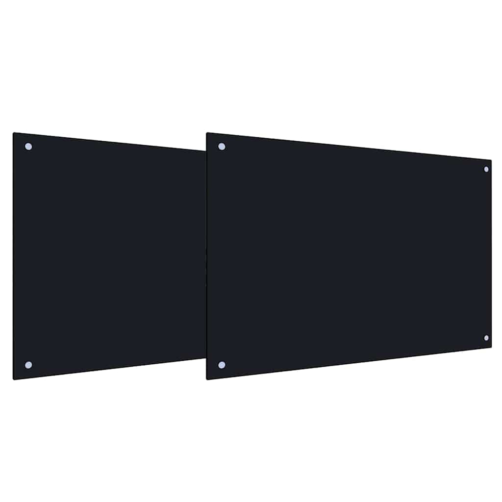 Vidaxl keuken spatscherm 2 pcs zwart 90 x 50 cm gehard glas