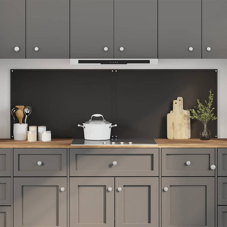 Vidaxl keukenachterwand 2 st zwart 90 x 60 cm gehard glas