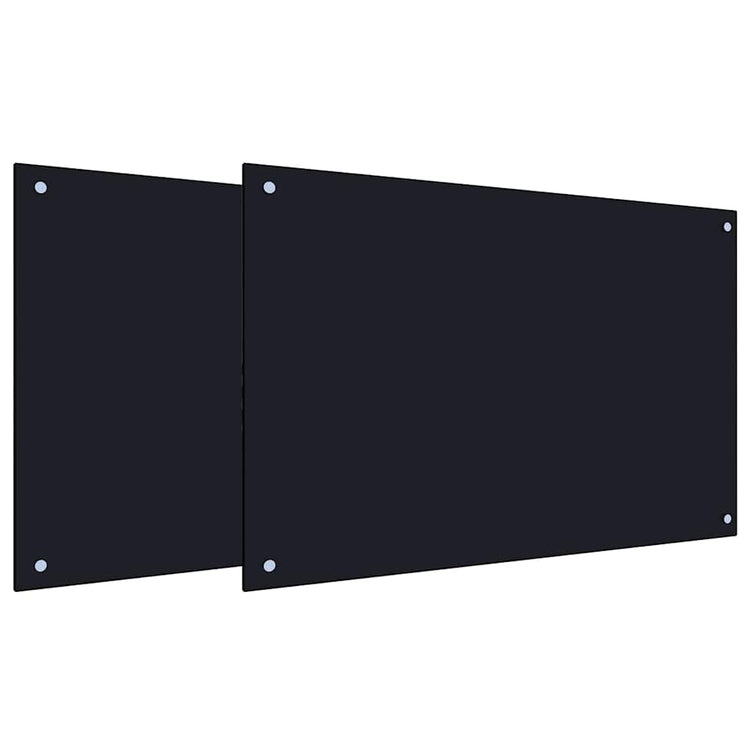 Vidaxl keukenachterwand 2 st zwart 90 x 60 cm gehard glas
