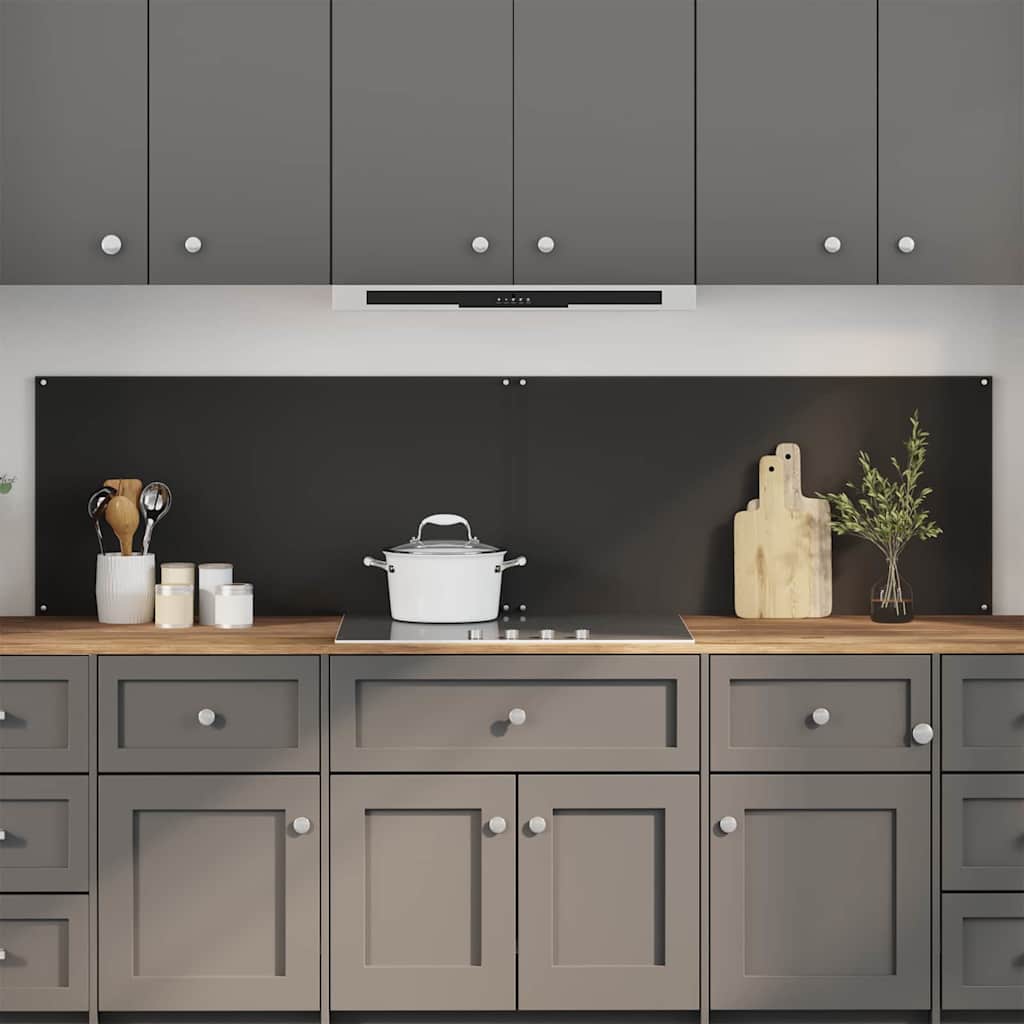 Vidaxl keukenachterwand 2 st zwart 100 x 50 cm gehard glas