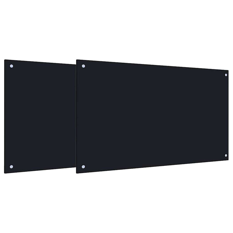 Vidaxl keukenachterwand 2 st zwart 100 x 60 cm gehard glas
