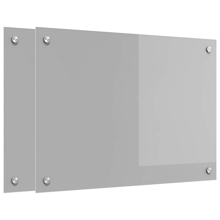Vidaxl keukenachterwand 2 st lichtgrijs 70 x 50 cm gehard glas