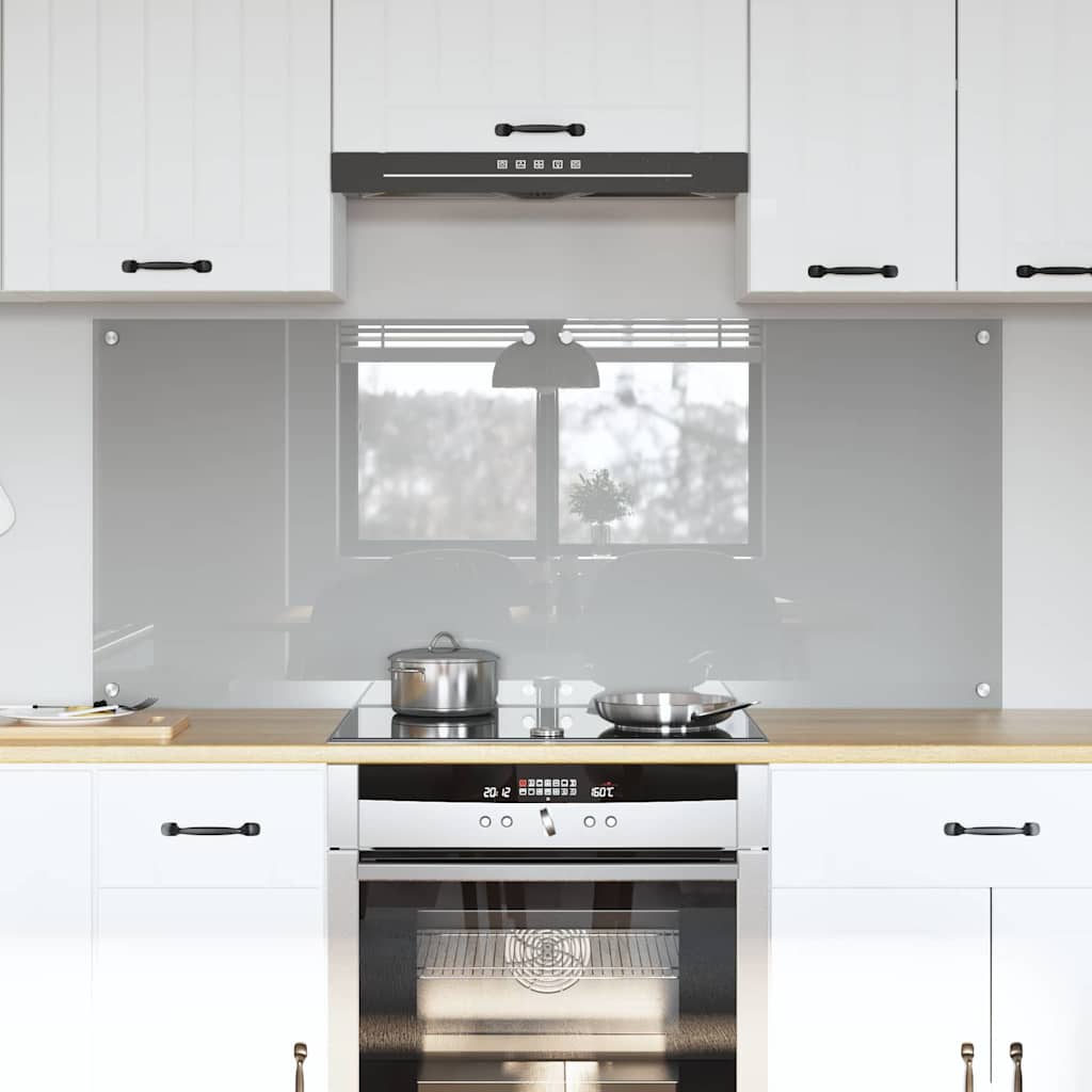 Vidaxl keukenachterwand 2 st lichtgrijs 70 x 60 cm gehard glas