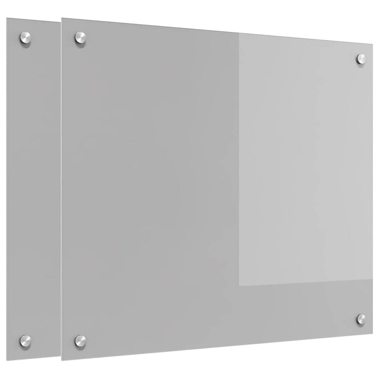 Vidaxl keukenachterwand 2 st lichtgrijs 70 x 60 cm gehard glas