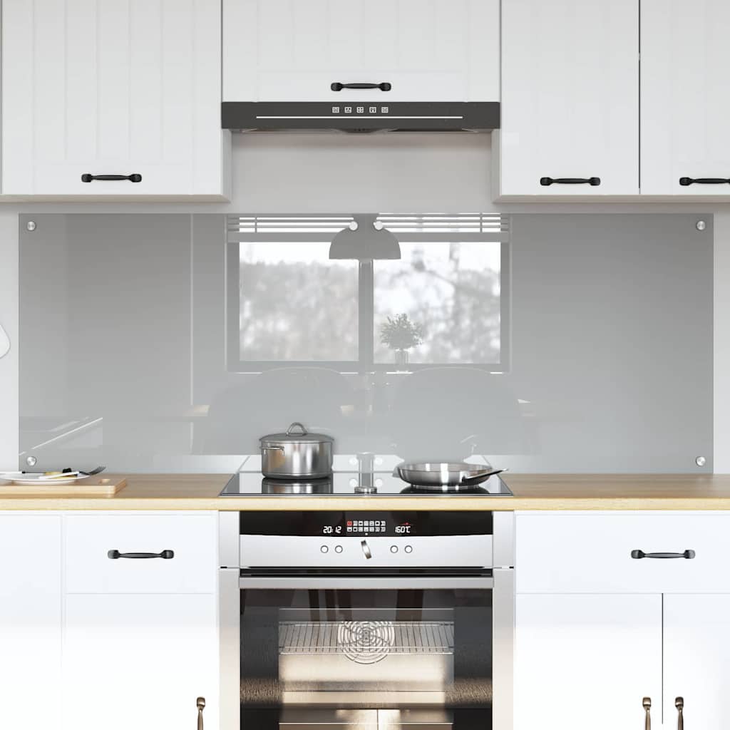 Vidaxl keukenachterwand 2 st lichtgrijs 80 x 60 cm gehard glas