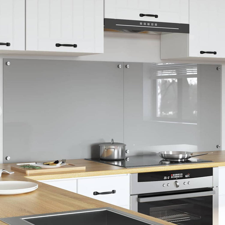 Vidaxl keukenachterwand 2 st lichtgrijs 80 x 60 cm gehard glas