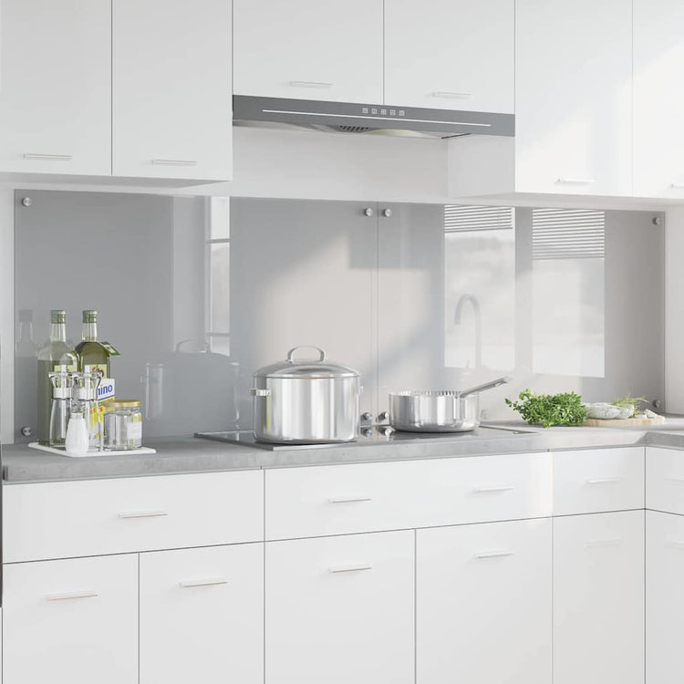 Vidaxl keukenachterwand 2 st lichtgrijs 100 x 60 cm gehard glas