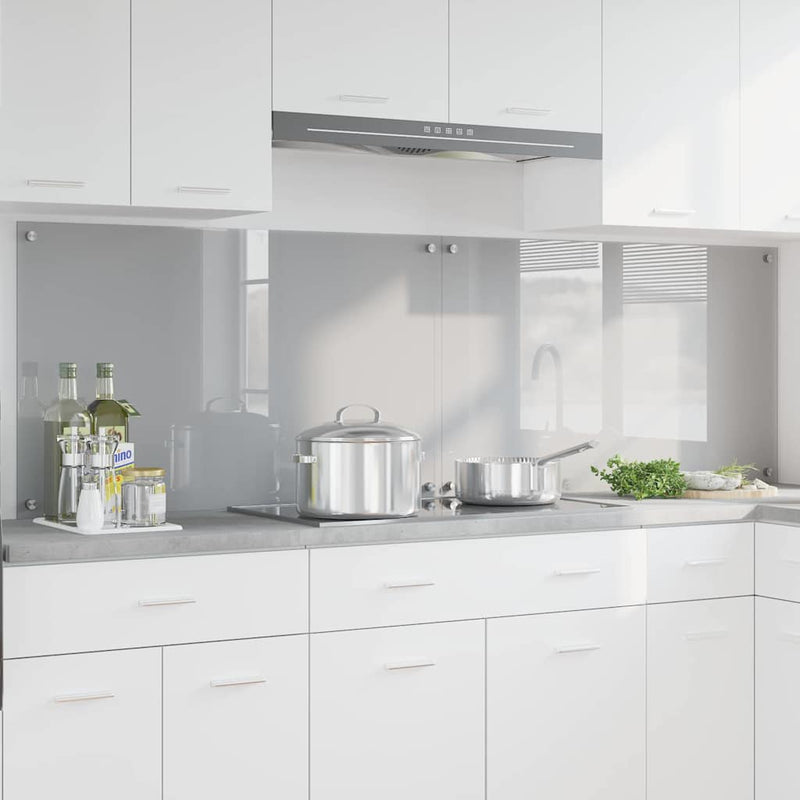 Vidaxl keukenachterwand 2 st lichtgrijs 100 x 60 cm gehard glas