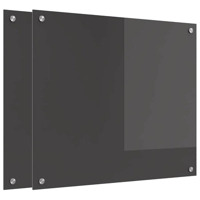 Vidaxl keuken spatscherm 2 pcs donkergrijs 70 x 60 cm gehard glas