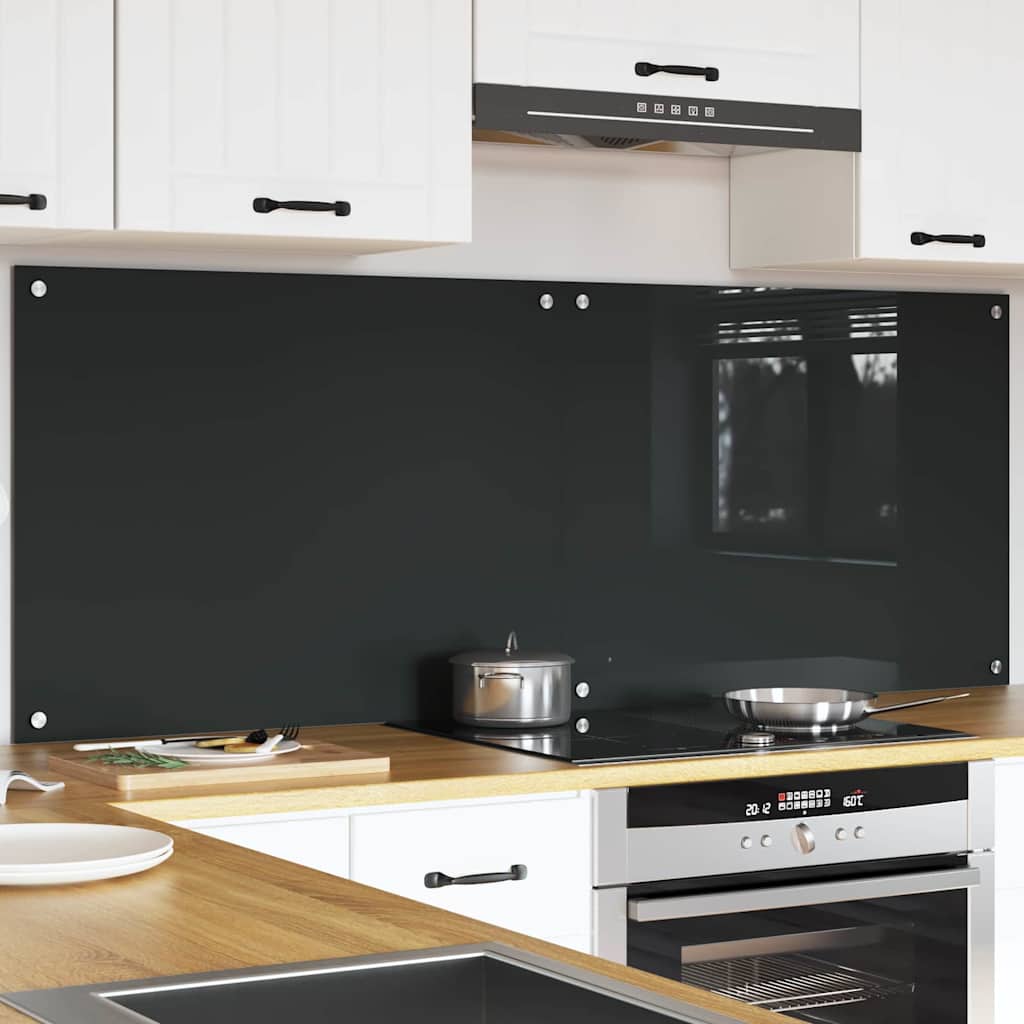 Vidaxl keuken spatscherm 2 pcs donkergrijs 80 x 60 cm gehard glas
