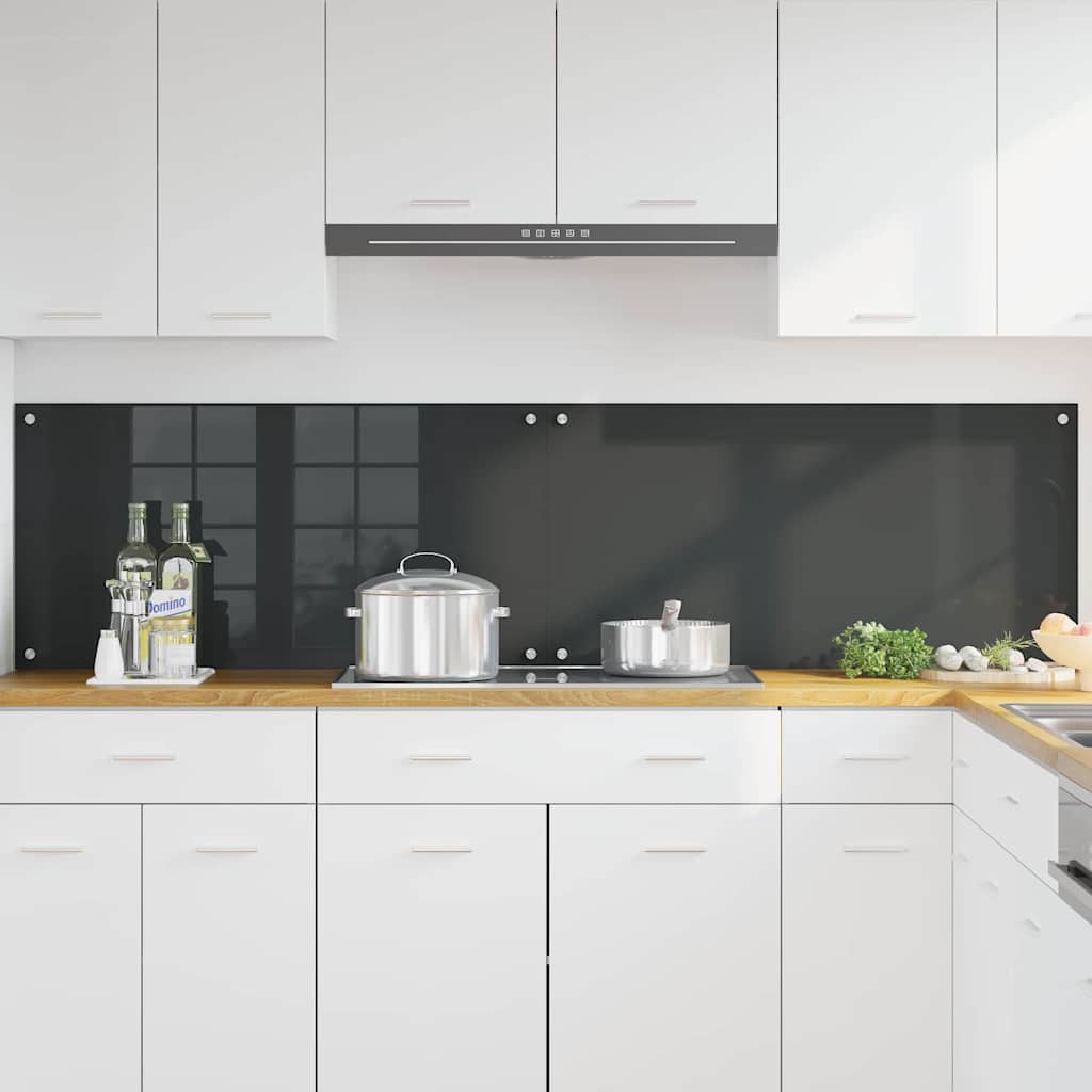 Vidaxl keuken spatscherm 2 pcs donkergrijs 100 x 50 cm gehard glas