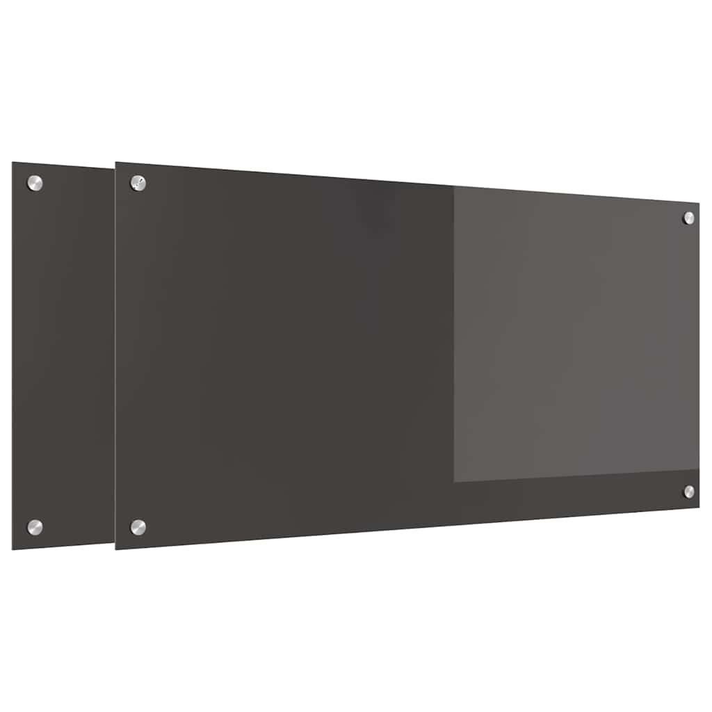Vidaxl keuken spatscherm 2 pcs donkergrijs 100 x 50 cm gehard glas