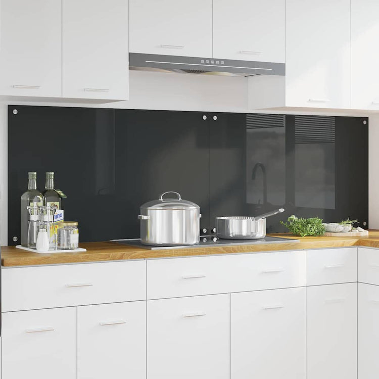 Vidaxl keukenachterwand 2 st donkergrijs 100 x 60 cm gehard glas