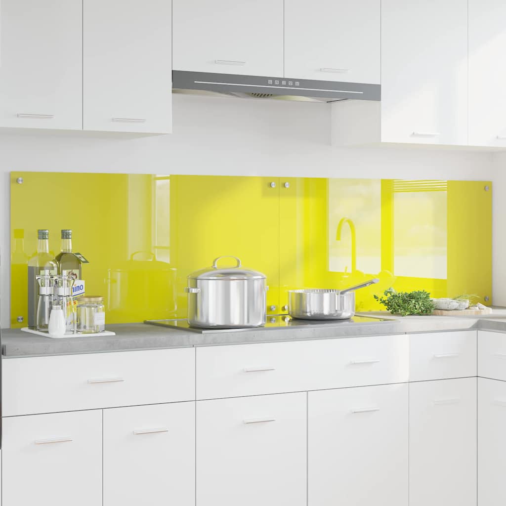 Vidaxl keuken spatscherm 2 pcs geel 100 x 50 cm gehard glas