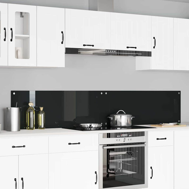 Vidaxl keuken spatscherm 2 pcs zwart 110 x 40 cm gehard glas