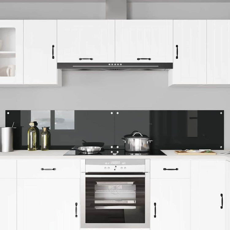 Vidaxl keukenachterwand 2 st zwart 110 x 40 cm gehard glas