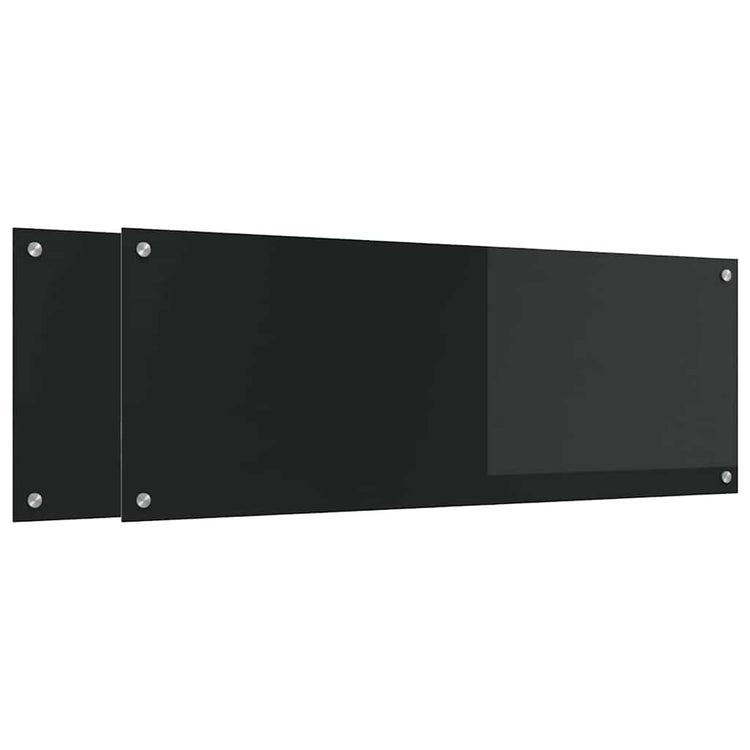 Vidaxl keukenachterwand 2 st zwart 110 x 40 cm gehard glas