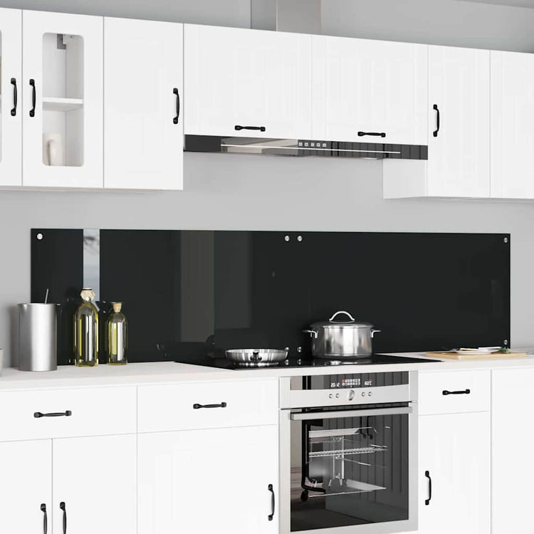 Vidaxl keukenachterwand 2 st zwart 110 x 50 cm gehard glas