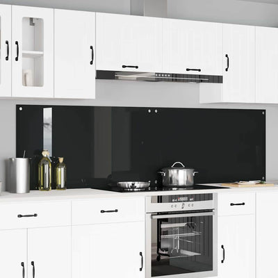 Vidaxl keukenachterwand 2 st zwart 110 x 60 cm gehard glas