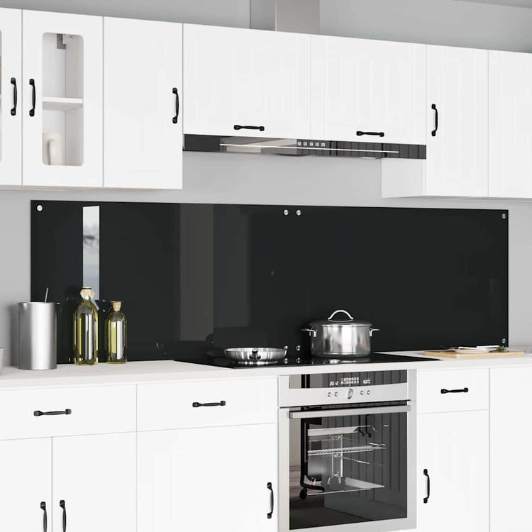Vidaxl keukenachterwand 2 st zwart 110 x 60 cm gehard glas