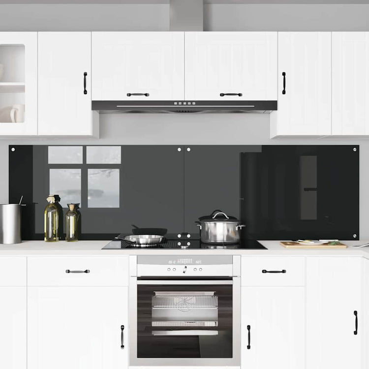 Vidaxl keukenachterwand 2 st zwart 110 x 60 cm gehard glas
