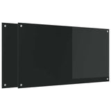 Vidaxl keukenachterwand 2 st zwart 110 x 60 cm gehard glas - afbeelding 2