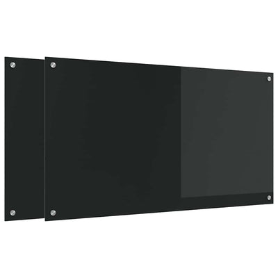 Vidaxl keukenachterwand 2 st zwart 110 x 60 cm gehard glas