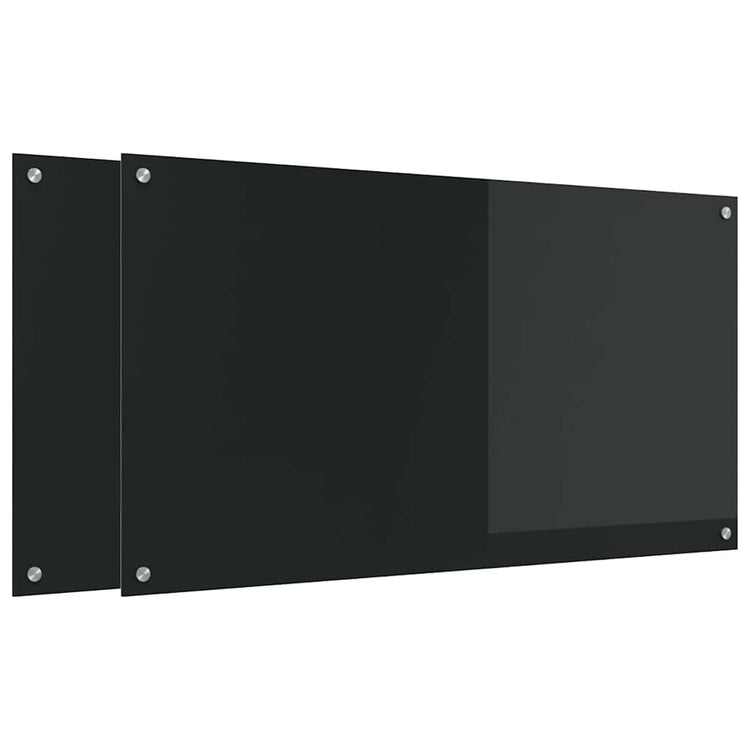 Vidaxl keukenachterwand 2 st zwart 110 x 60 cm gehard glas