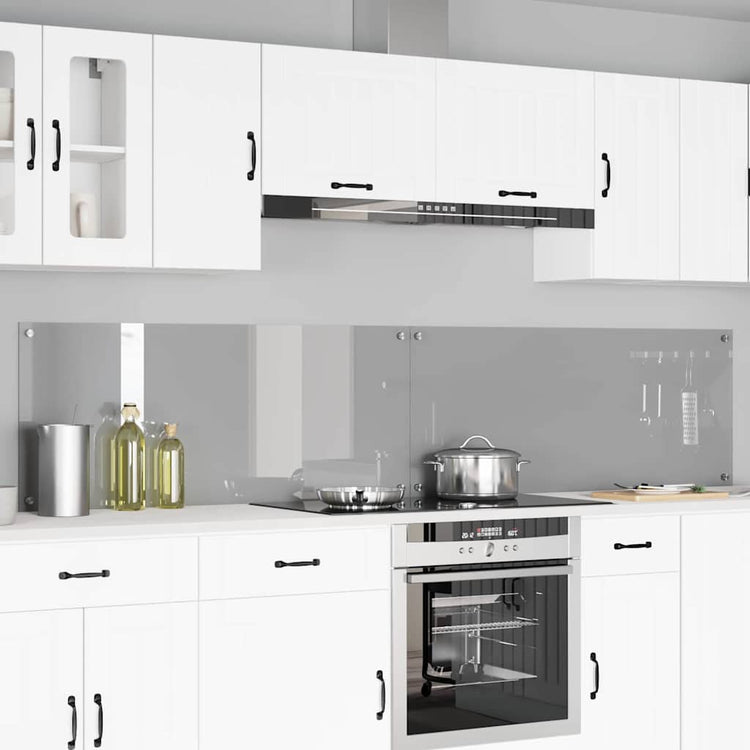 Vidaxl keukenachterwand 2 st lichtgrijs 120 x 50 cm gehard glas
