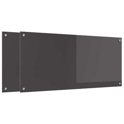 Vidaxl keuken spatscherm 2 pcs donkergrijs 110 x 50 cm gehard glas